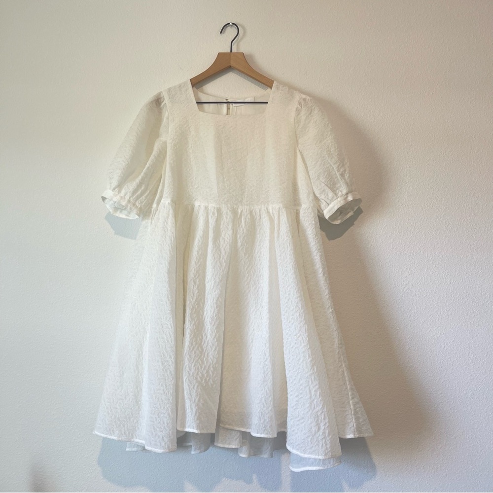 Merlette Eemnes Dress Small White Puff Sleeve Babydoll Cottage Coquette Garden